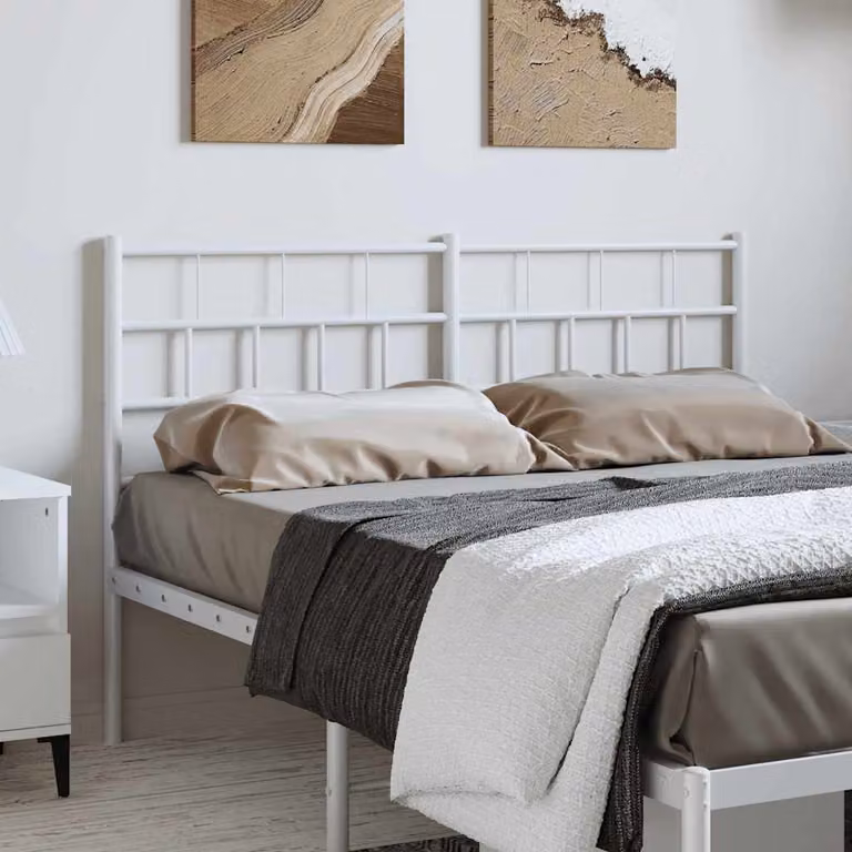 Testiera di ricambio in metallo vidaXL in stile classico, colore bianco laccato, L: 142 cm