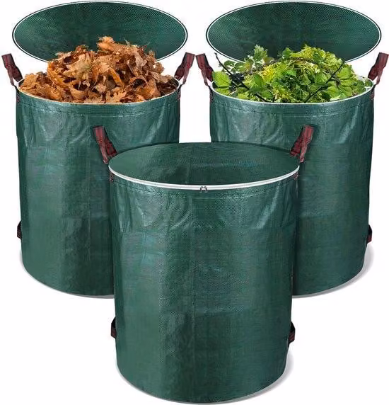 Set completo e capiente, composto da 6 elementi, con una capacità totale di 272 litri. Contenitori da giardino di colore verde, dimensioni 76 x 67 cm, realizzabili su misura e dal design flessibile