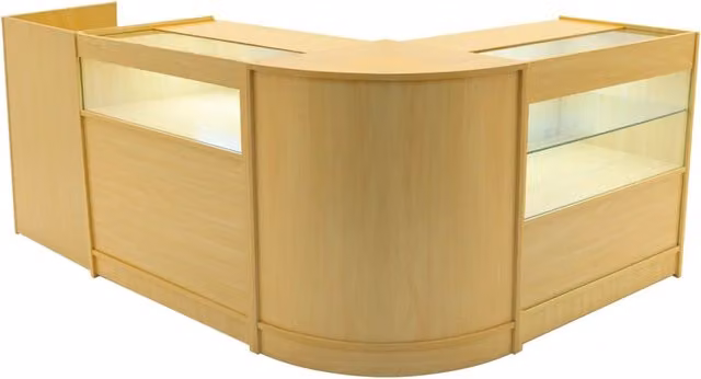Set Banconi Gravity in Acero con LED, Vetrina e Serratura, Colore Marrone e Beige, L/P/H: 90 x 60 x 90 cm e 90 x 60 x 60 cm