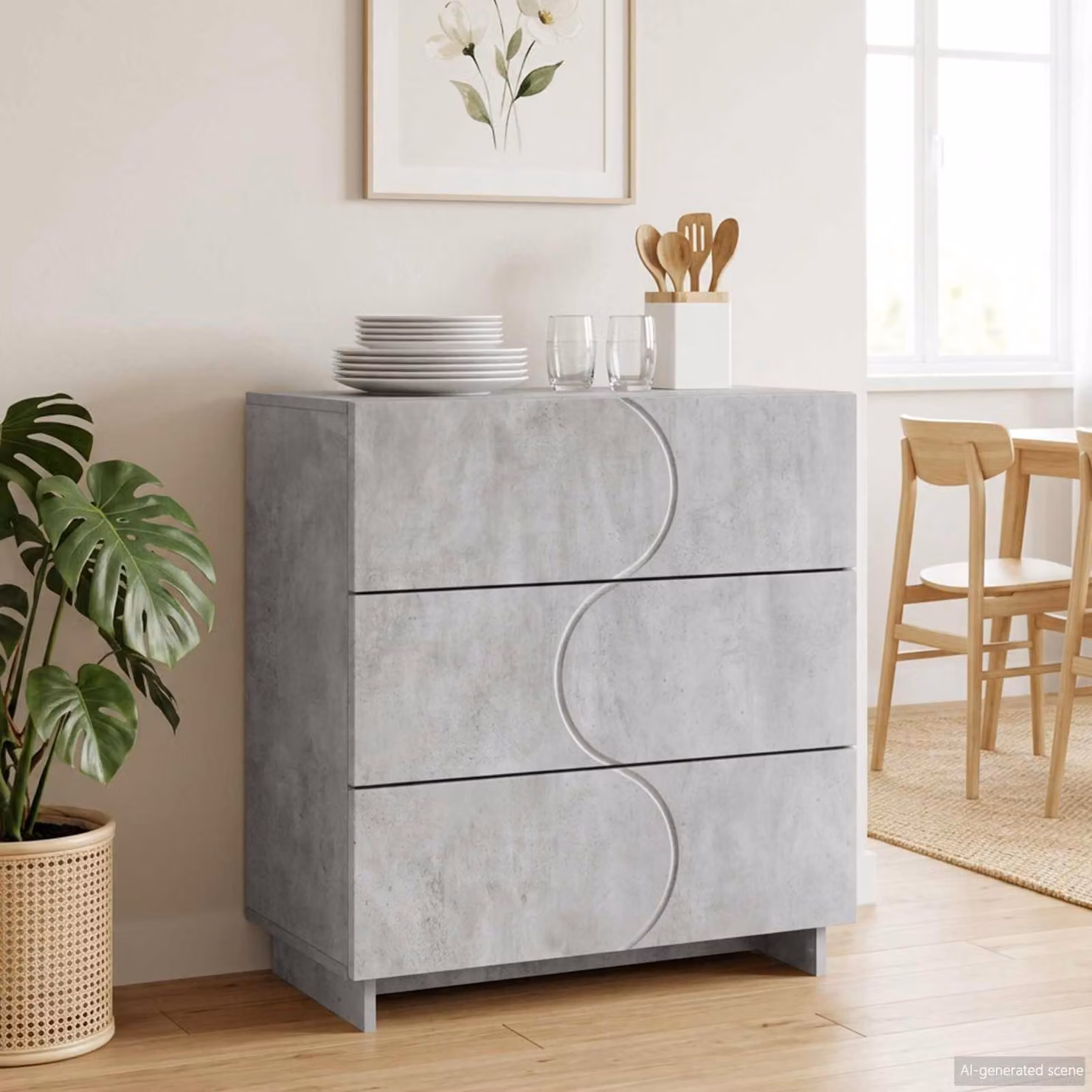 Credenza moderna vidaXL in legno ingegnerizzato grigio cemento L 70 cm x P 38 cm x H 75 cm