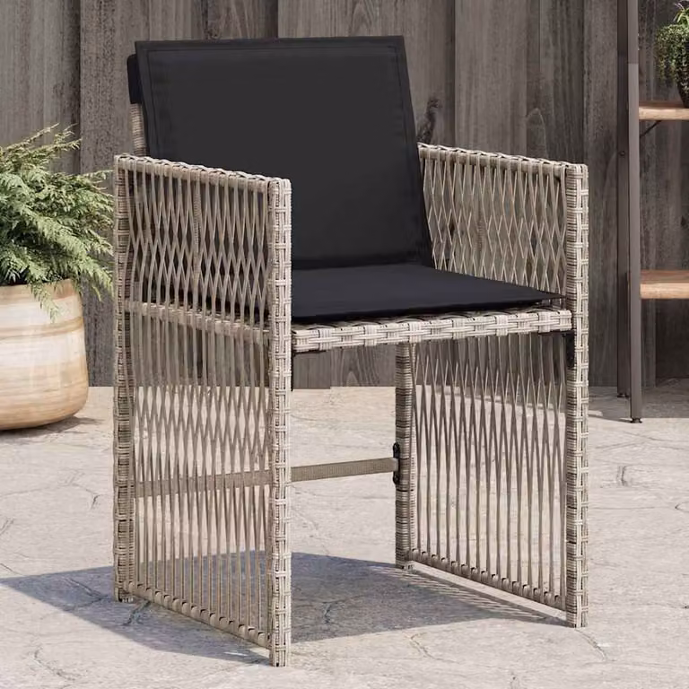 Set di 4 sedie da giardino vidaXL in polyrattan con cuscini grigio antracite