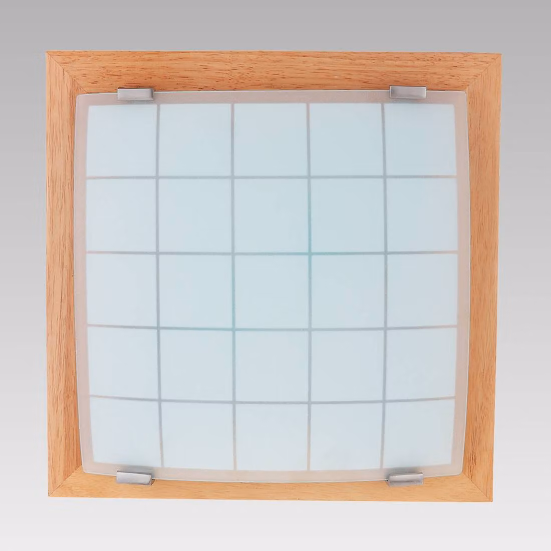 Plafoniera GEOMETRICA 2xE27/40W luce legno/vetro bianco opaco 35cm×35cm dimmerabile