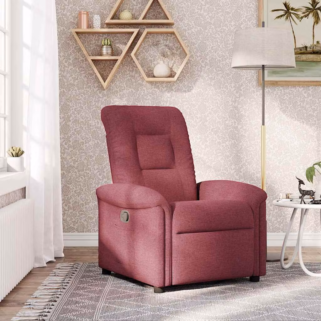 vidaXL Poltrona Reclinabile Relax in Tessuto Rosso con Braccioli L/P/H: 77 x 91,5 x 96 cm