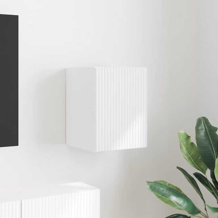Mobile TV da parete moderno vidaXL in legno ingegnerizzato bianco, L 30 cm x P 31 cm x H 40 cm