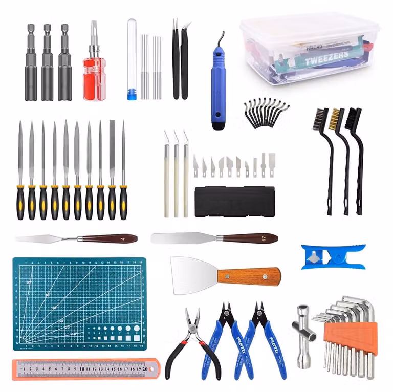 Set utensili per stampante 3D - 73 pezzi - Pulizia ugelli - Pinza sbavatrice e pinzetta - Kit di manutenzione