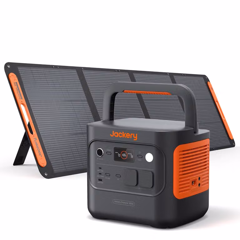 Jackery 2000 v2: stazione di ricarica portatile con pannello solare da 200 W, generatore solare da 2042 Wh con potenza in uscita di 2200 W, batteria LiFePO4 a ricarica rapida, ideale per il campeggio e le emergenze