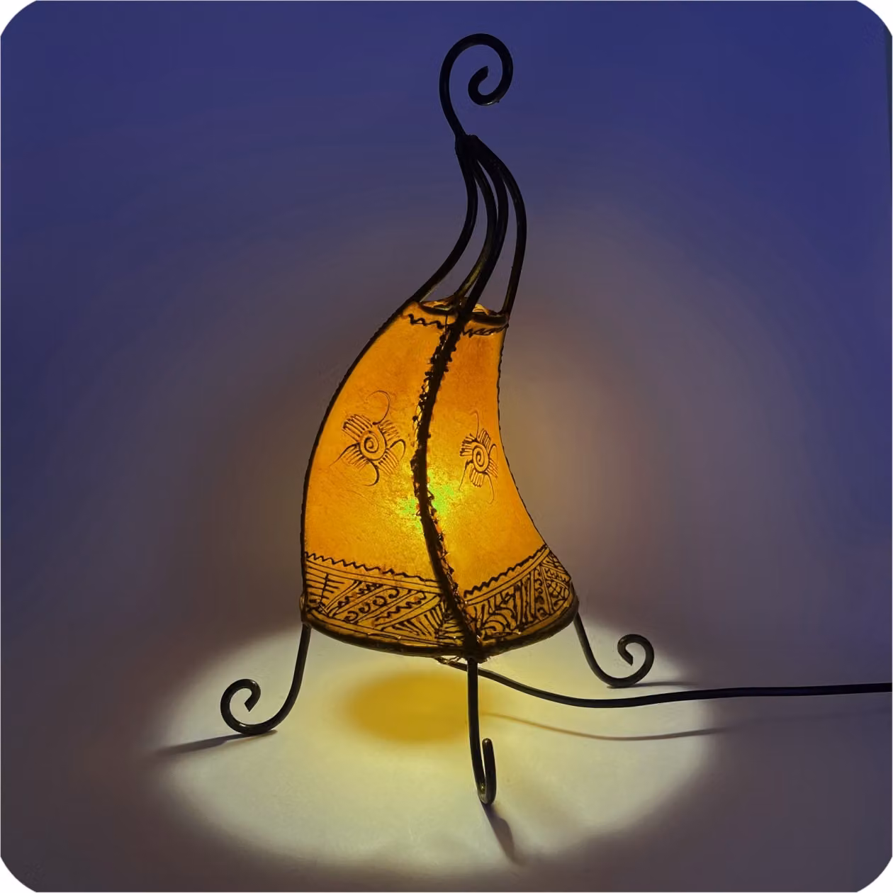 Lampada orientale lampada all'henné lampada marocchina in pelle lampada da tavolo lampada da terra coq sun 40 cm, giallo
