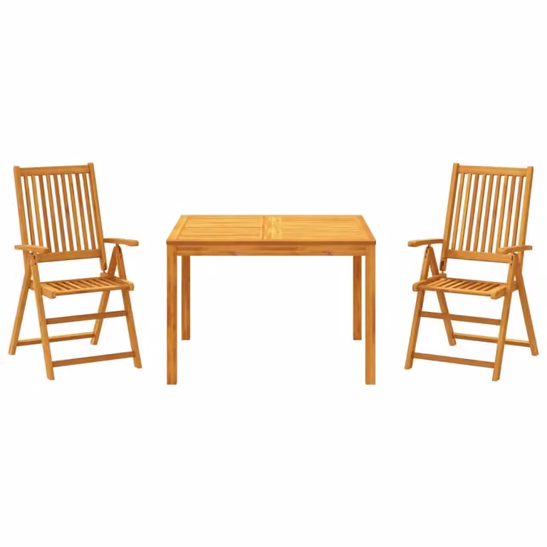 Set da Pranzo per Giardino 3 pz in Legno Massello di Acacia