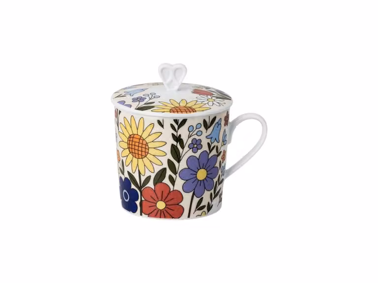 Home Flower Farm Flora Tazza - con Manico e Coperchio