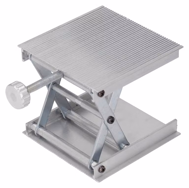 Piattaforma di supporto, 90x90 mm, regolabile in altezza, portata 30 kg, alluminio, colore argento