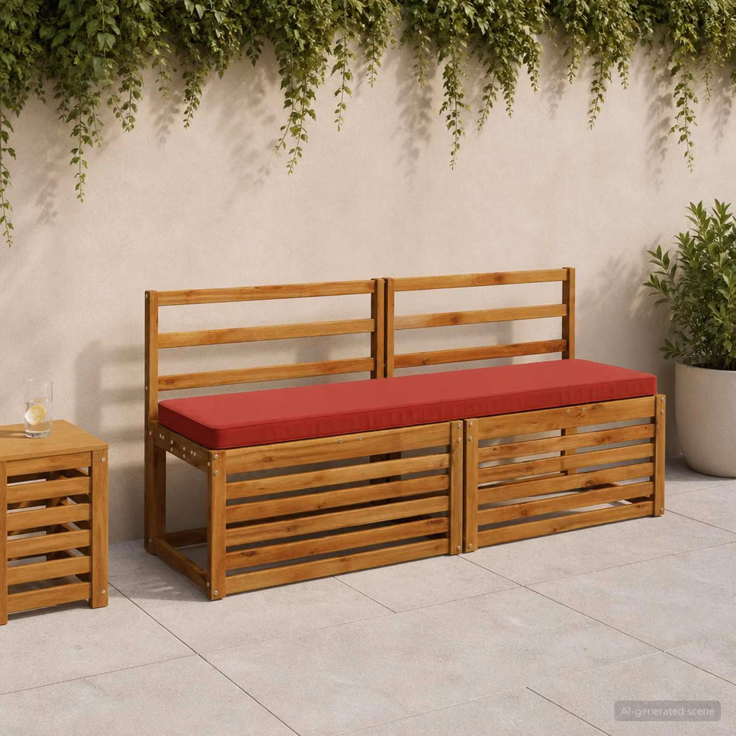 Set di 2 cuscini per panchina vidaXL VUGHT rossi in poliestere con rivestimento rimovibile e resistente ai raggi UV