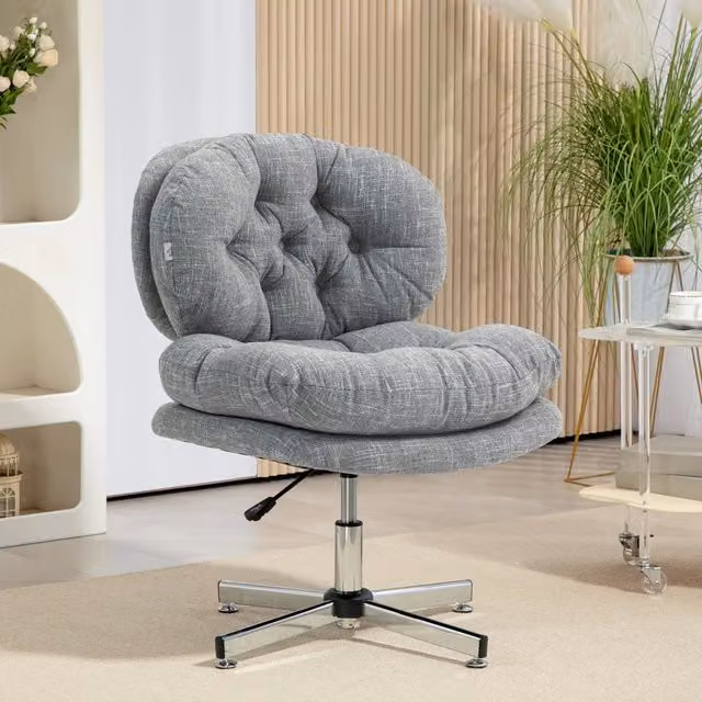 Sedia da ufficio 65x65x84-94 cm con funzione oscillante in poliestere grigio