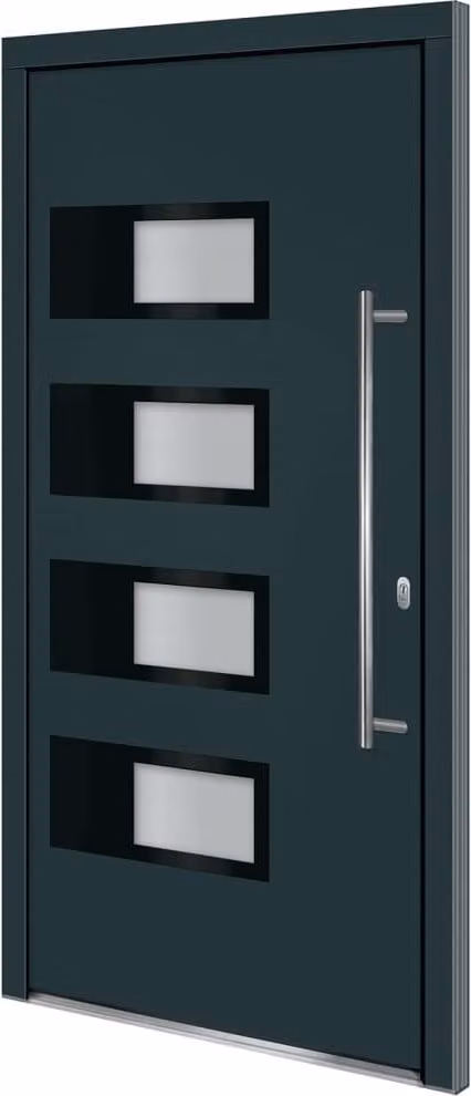Porta Ingresso Antracite 100x200 cm in Alluminio e PVC