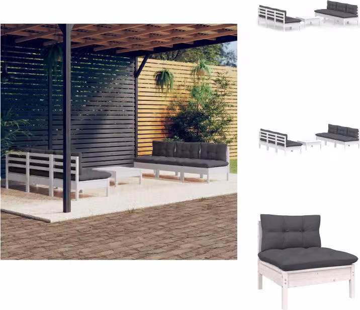 vidaXL set da salotto da giardino 7 pezzi con cuscini antracite in legno di pino - Set di mobili da giardino