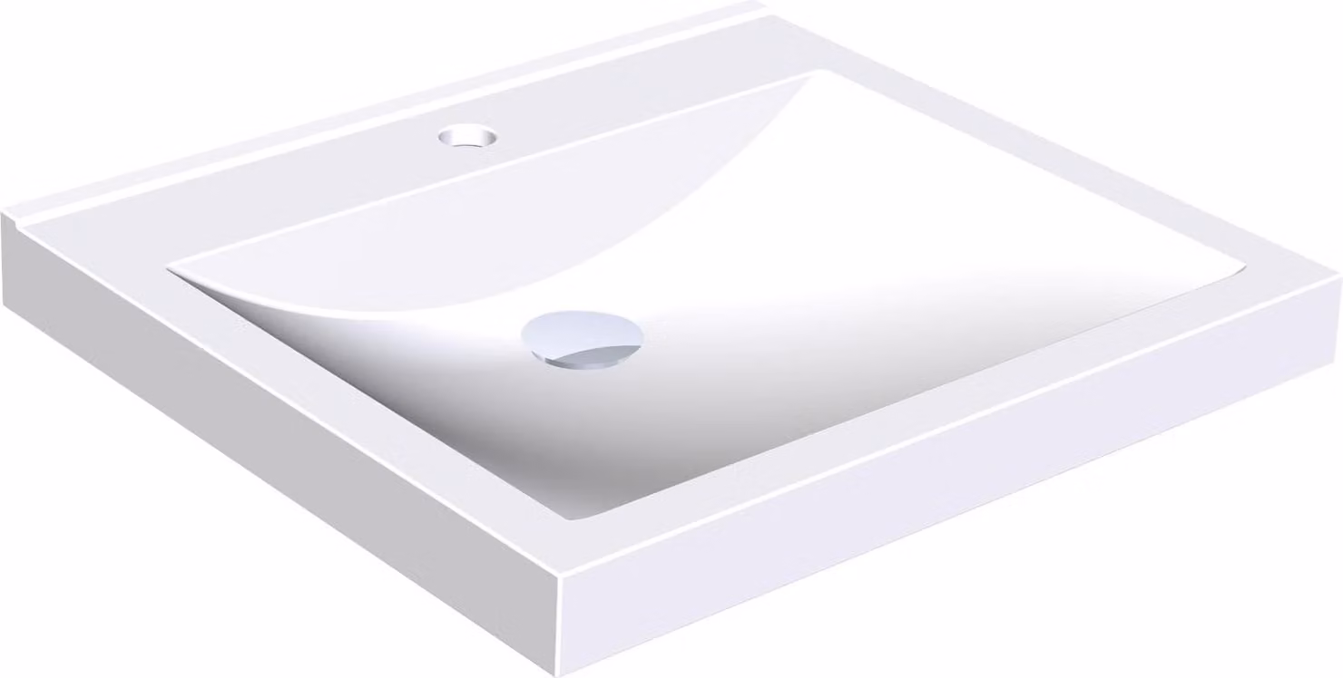 KWC AR Lavabo singolo, QUADRO, MIRANIT, 600x125x530 mm, bacino rettangolare