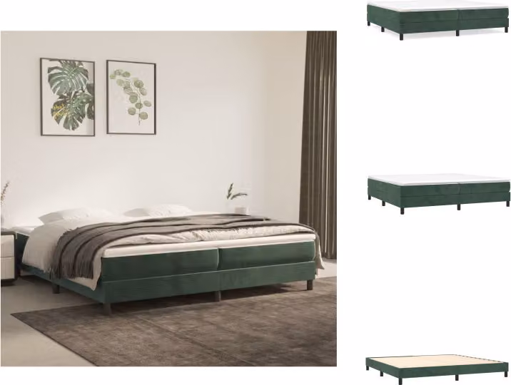vidaXL Letto a molle con materasso verde scuro 200x200 cm in velluto - Letti e strutture letto