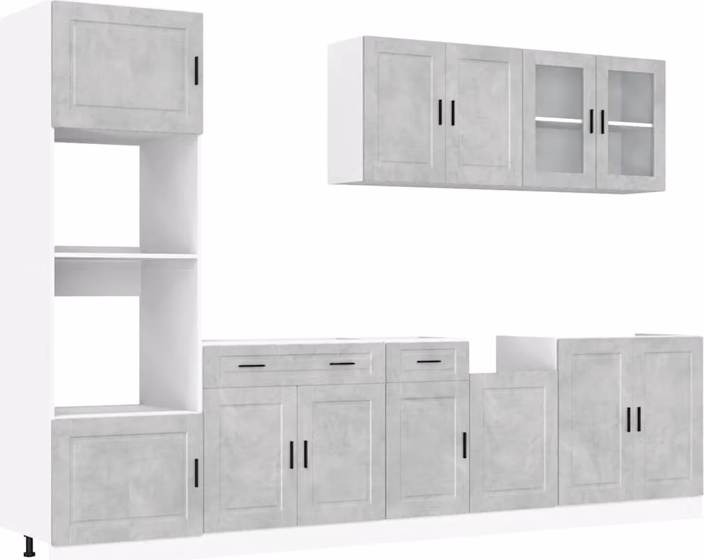 Set Mobili da Cucina 7 pz Kalmar Grigio Cemento in Truciolato