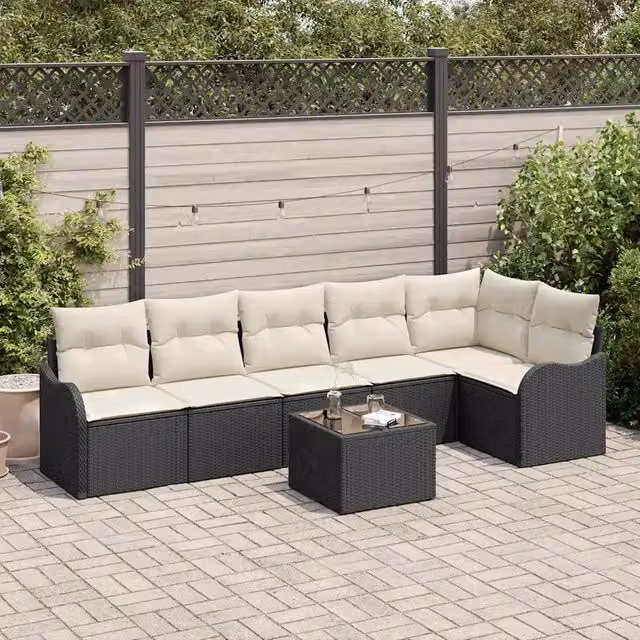 Set Divano da Giardino 7 pz Marrone polyrattan 3354396