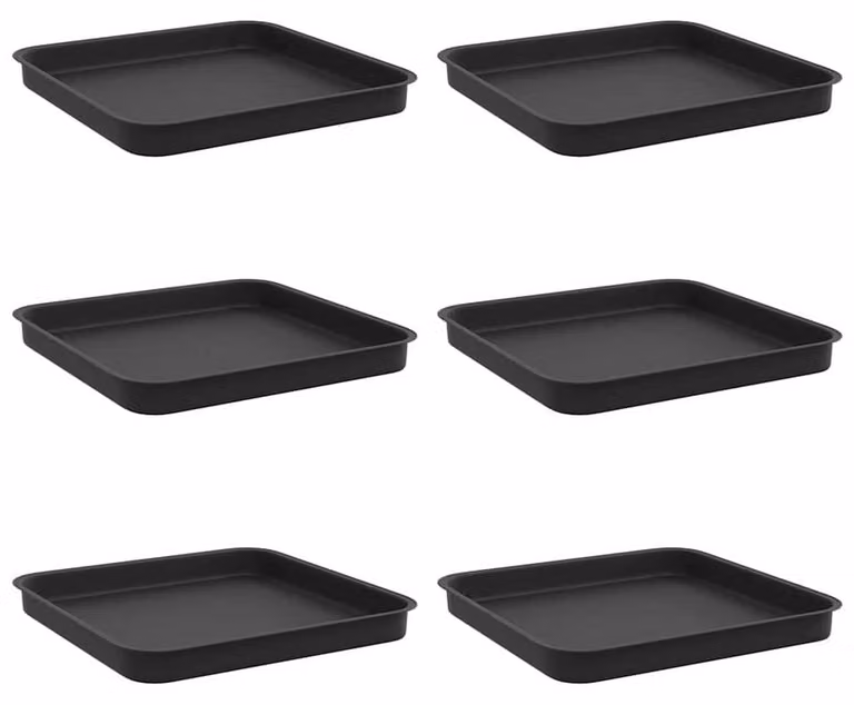 Vassoio Quadrato per Fiori 6 pcs Nero 25,5 x 25,5 x 2,5 cm
