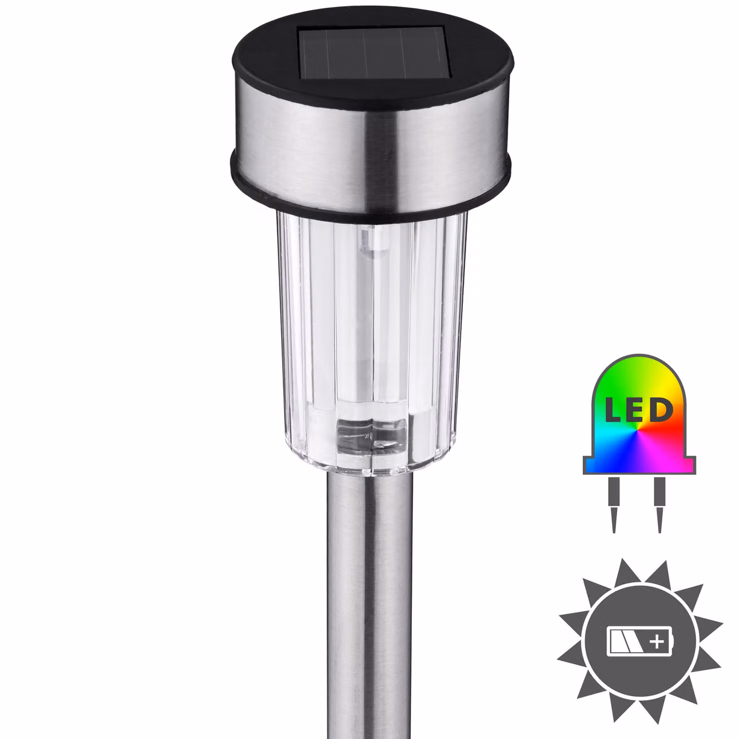 Set di 24 lampade solari a LED multicolore tectake con sensore crepuscolare e picchetto per giardino, terrazzo o balcone, colore argento – 2