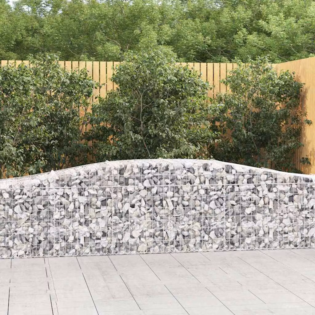 Set di 20 cesti gabbioni ad arco vidaXL in acciaio zincato grigio, L: 400 cm, P: 50 cm, H: 60/80 cm