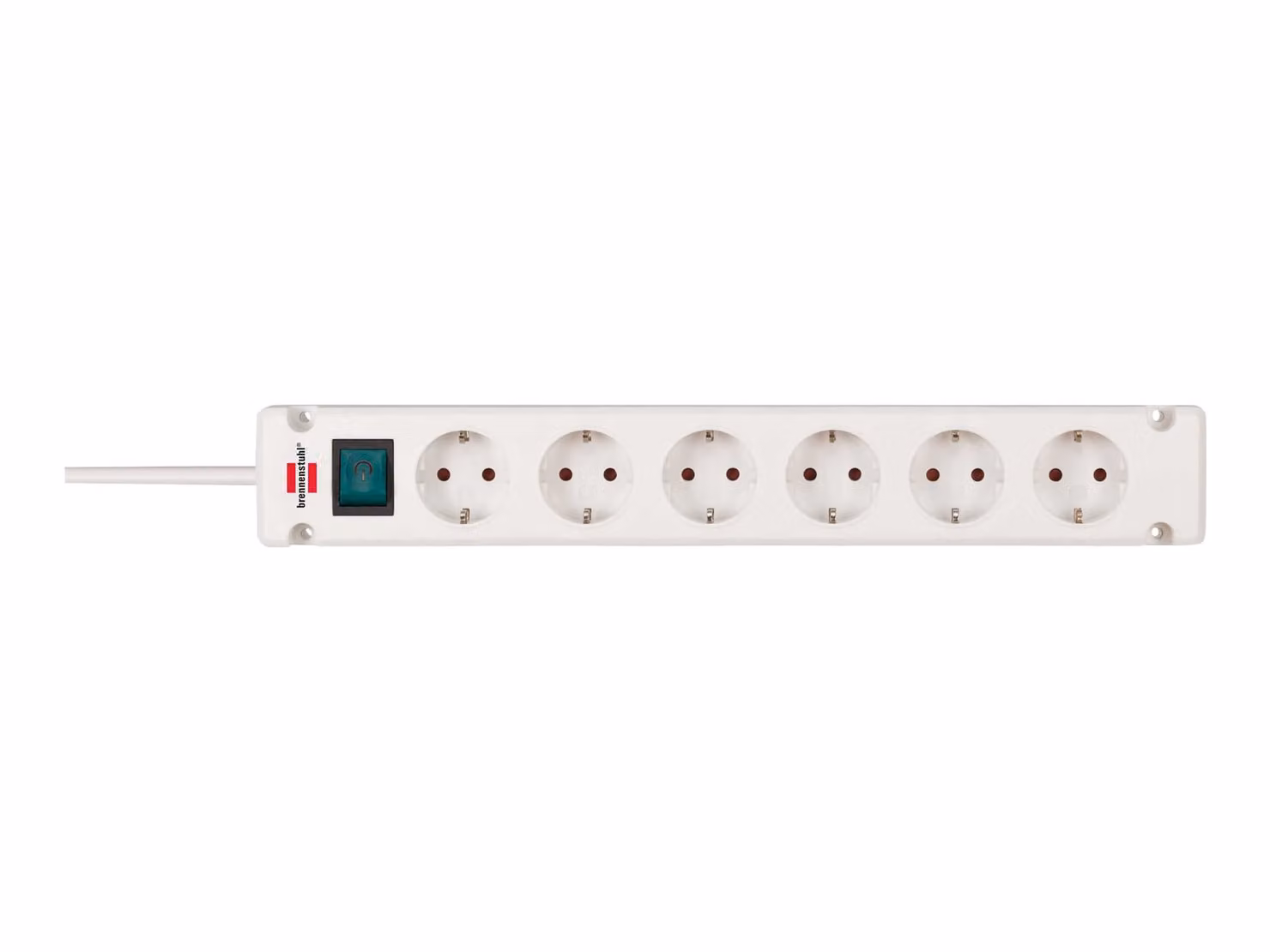 brennenstuhl® 1150650326 Presa di corrente silenziosa Bremounta - 6 ganci, 3 m, bianco, con interruttore