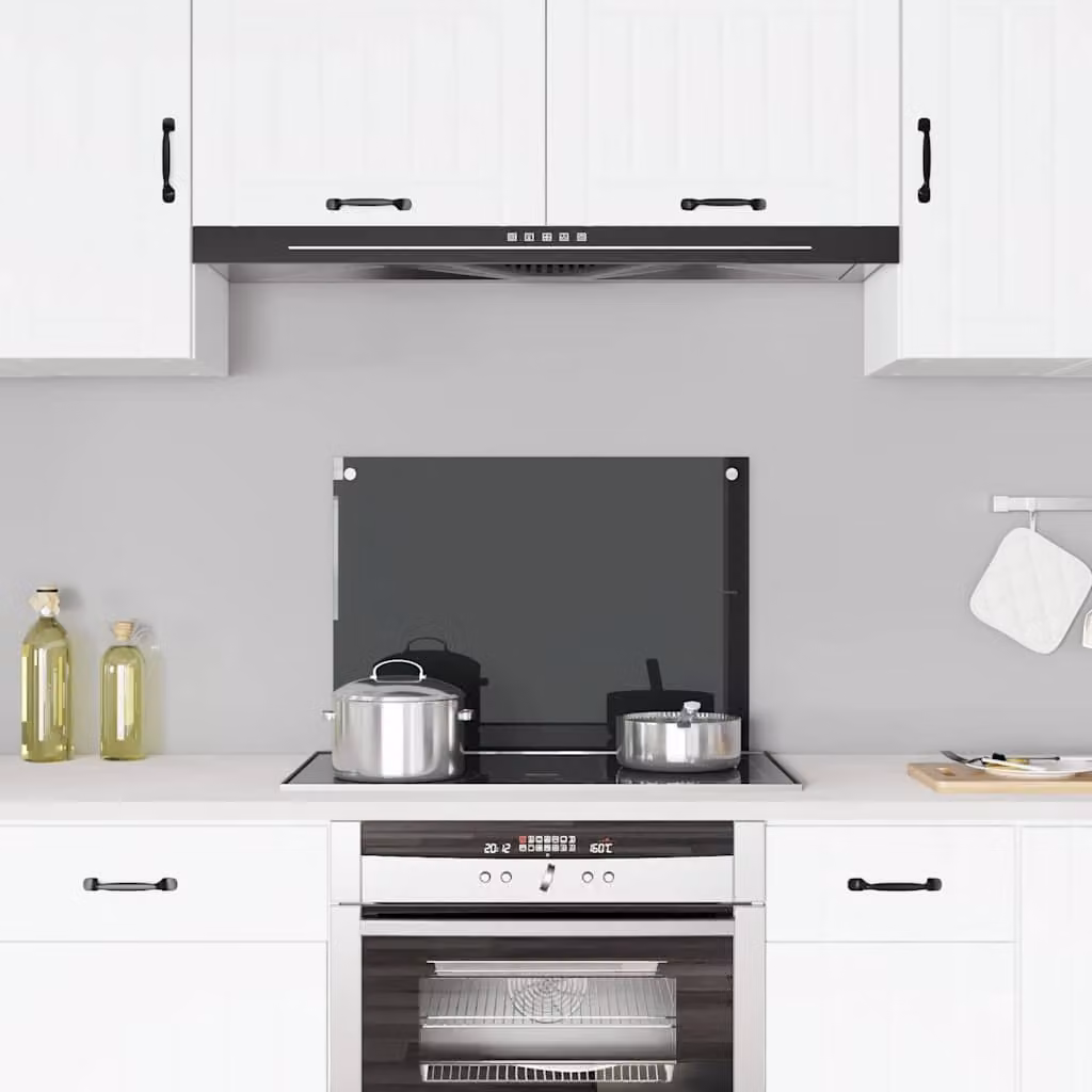 Paraschizzi per cucina vidaXL in vetro temperato nero L: 70 cm, H: 50 cm