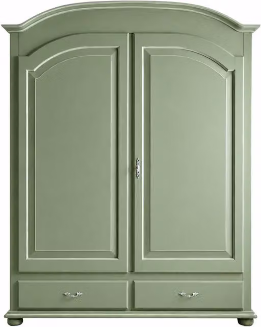 Armadio Shabby Chic a 2 Ante Mobili 2G Verde e Bianco con Cassetti Internali L: 181 cm, P: 61 cm, H: 224 cm