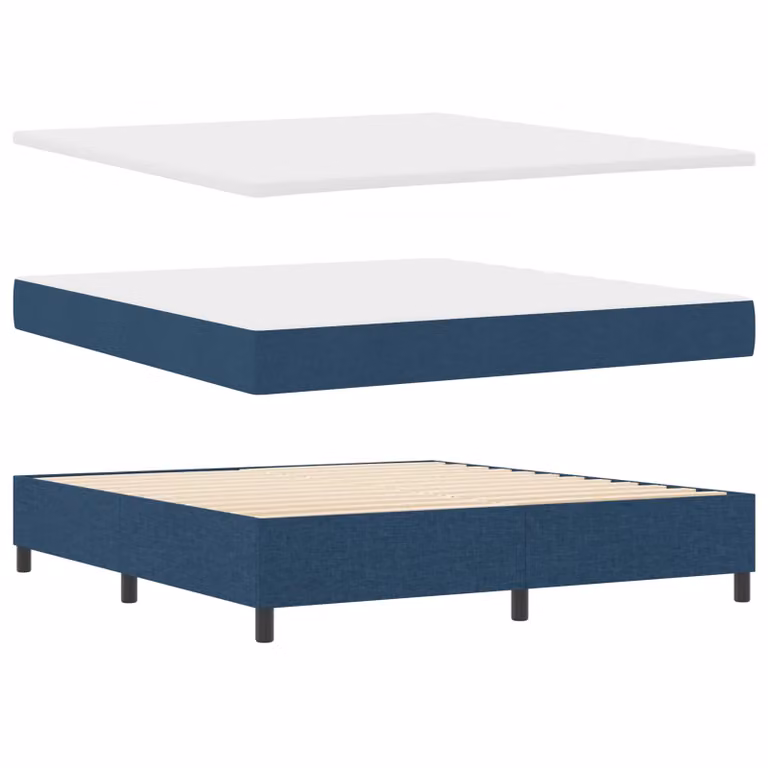 Letto a molle moderno vidaXL con strisce LED blu, porte di ricarica USB e struttura in legno rivestita in tessuto, L/P/H: 200 x 180 x 183 cm