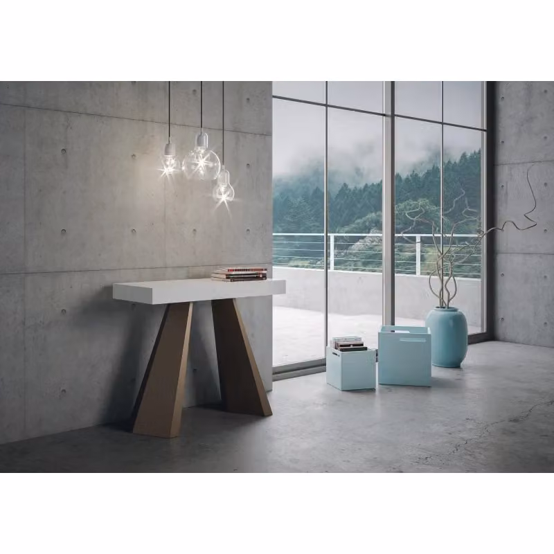 Consolle allungabile Diamante Small Itamoby con telaio Orso, Bianco Frassino, L: 90-196 cm, P: 40 cm, H: 77 cm – 2