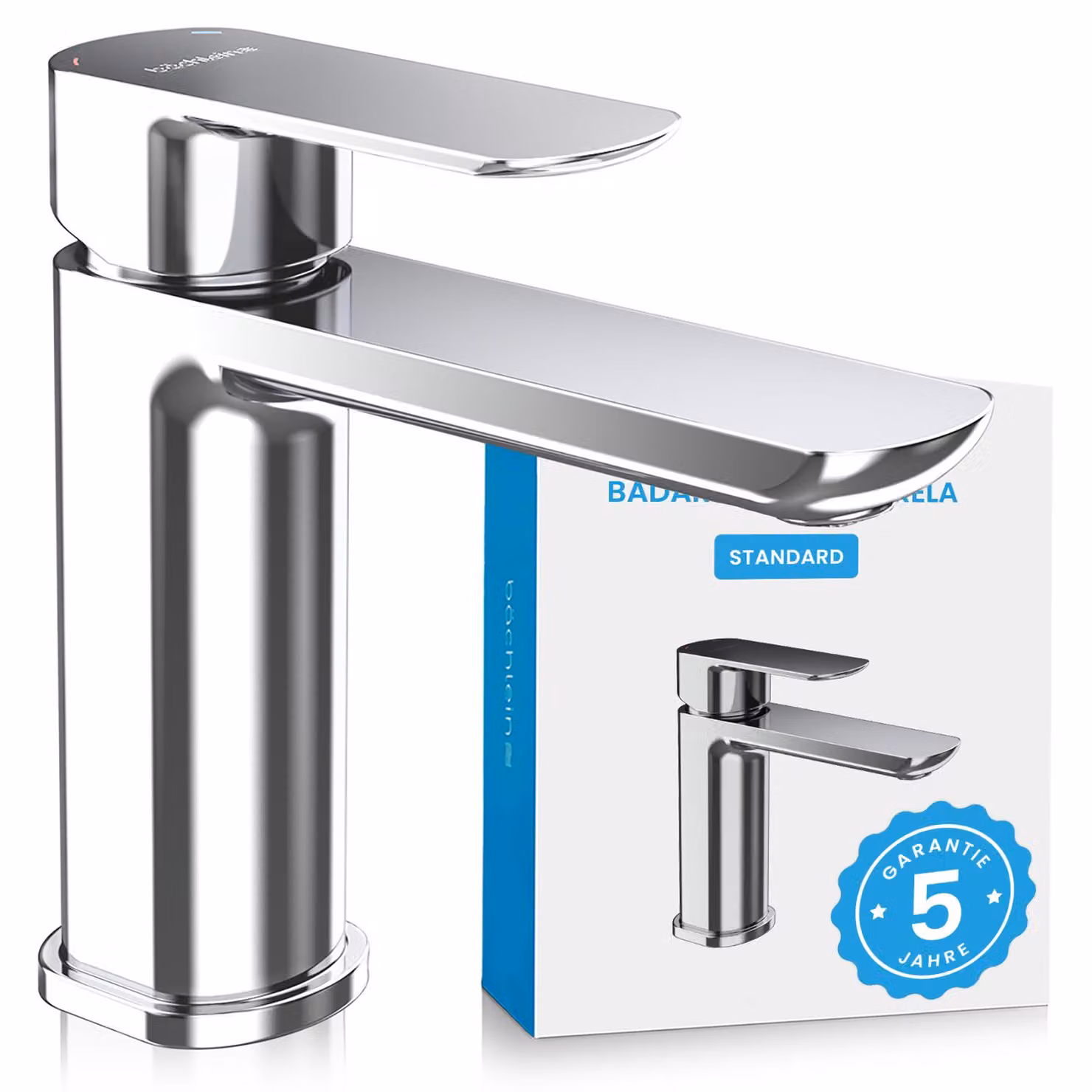 Miscelatore per bagno Mizarela - cromo | Miscelatore standard per bagno dal design classico - Rubinetto per lavabo da appoggio