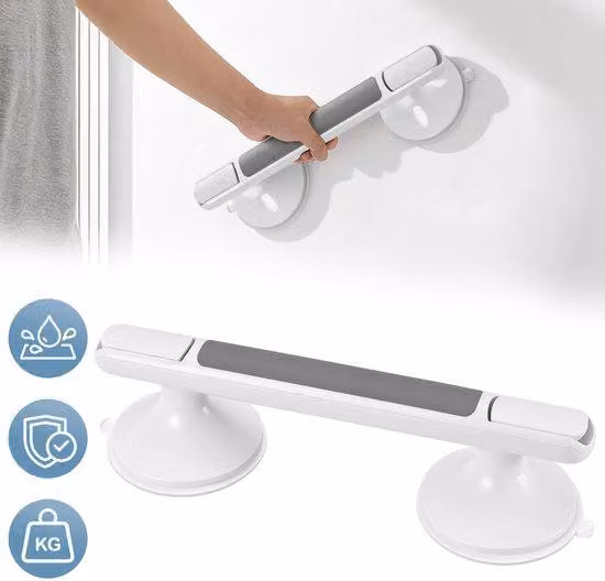 Accessorio per il bagno con manopola rotante – Adatto per doccia e toilette – Resistente all'acqua – Antiscivolo – Maniglia di sicurezza – Supporto a parete – Maniglia ergonomica per anziani e bambini