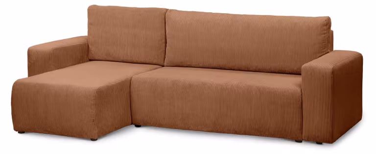 Divano a tre posti con funzione letto, modello Kingi, colore cannella