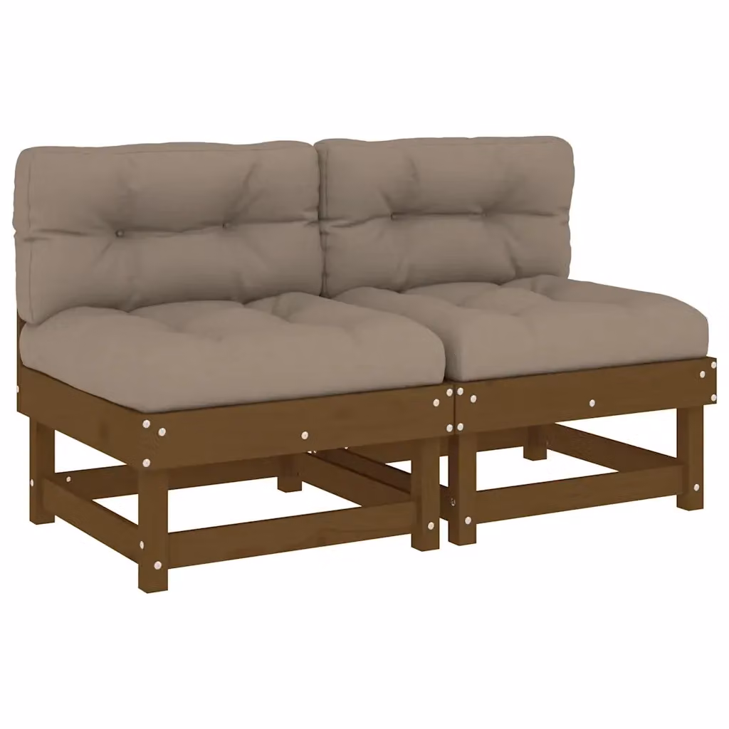 Set di 2 divani da giardino vidaXL in legno massello di pino color marrone con cuscini beige in stile rustico – 2