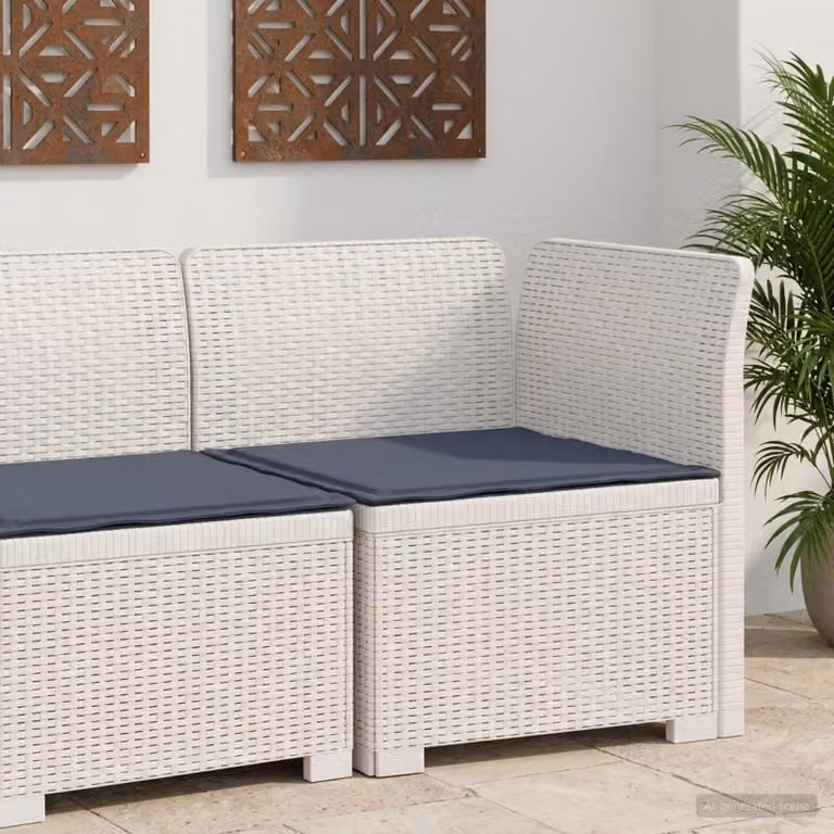 Divano da giardino singolo vidaXL con cuscino in aspetto rattan bianco e grigio