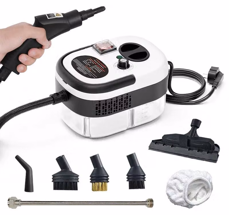 Pulitore a vapore portatile, 2500 W, vapore ad alta pressione, per uso domestico, cucina e auto. Include telecomando. Colore: bianco. Spina di tipo EU, 220V