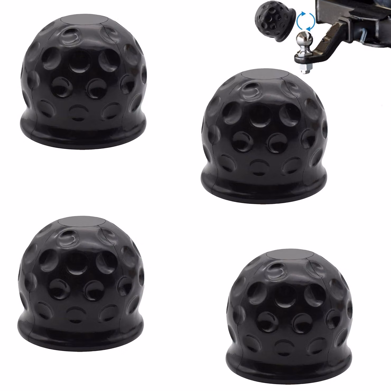 4 coperture in gom per gancio di traino, adatte per la sfera del gancio di traino