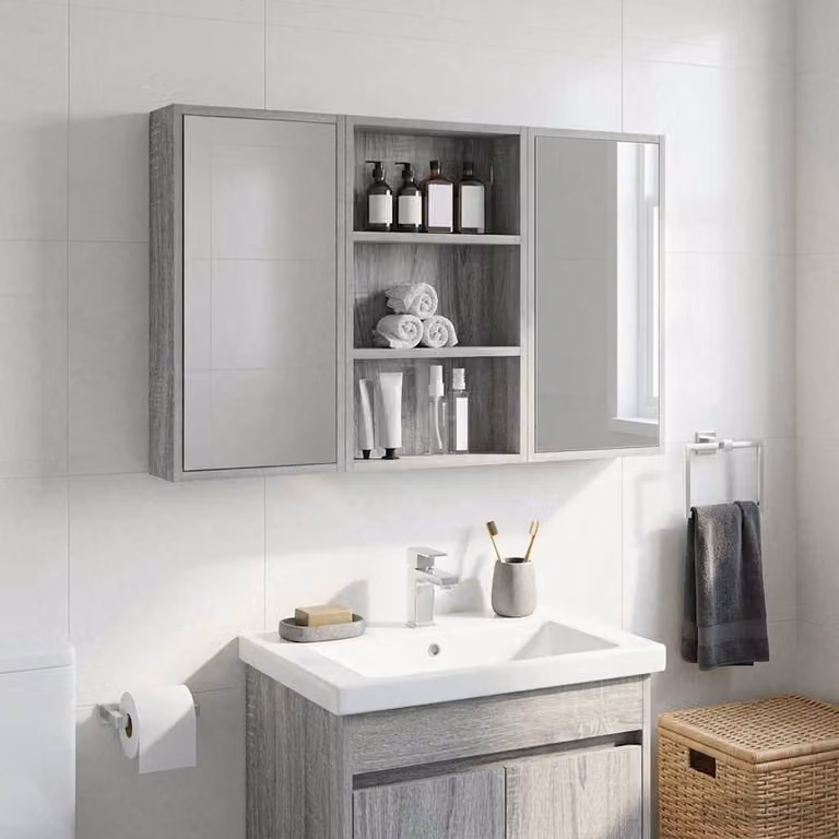 Armadio da bagno a muro vidaXL in stile moderno, colore grigio Sonoma, L 40 cm x P 10 cm x H 60,5 cm