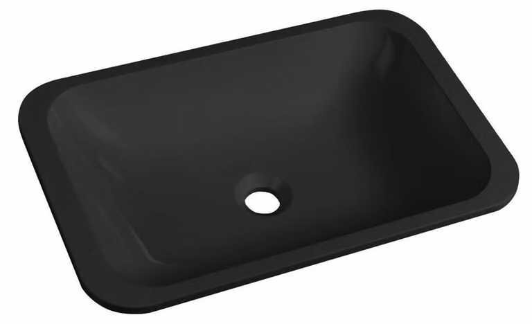 Lavabo sottopiano JAPURA, marmo fuso, 55x36cm, nero opaco