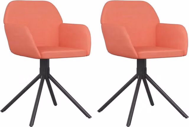 Set di 2 sedie da pranzo girevoli a 360 gradi in velluto rosa con design moderno per cucina e soggiorno