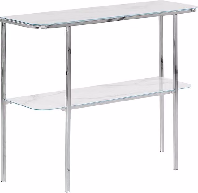 Consolle BELIANI Moderna in Vetro e Metallo Bianco e Argento per Soggiorno, Camera da Letto o Corridoio L: 100 cm, P: 35 cm