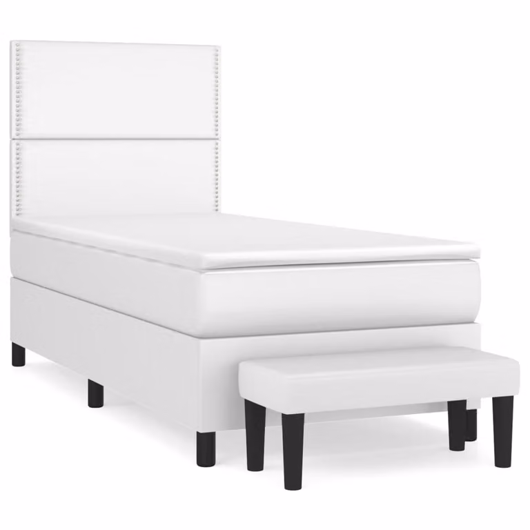 Giroletto a Molle con Materasso Bianco 100x200 cm in Pelle finta