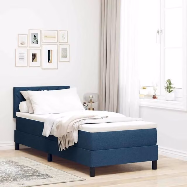 Letto a molle vidaXL con strisce LED blu, porta USB e struttura in tessuto e legno, L 200 x P 80 x H 83 cm – 1