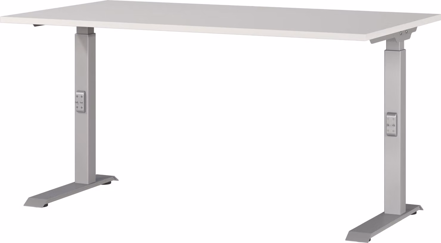 Scrivania regolabile in altezza, dimensioni 140x91x80 cm, colore grigio chiaro/argento