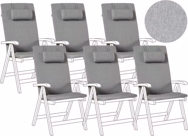 Set di 6 Cuscini in Tessuto grigio melange da Schienale per Sedie da Giardino Toscana/Java/Amantea stile elegante