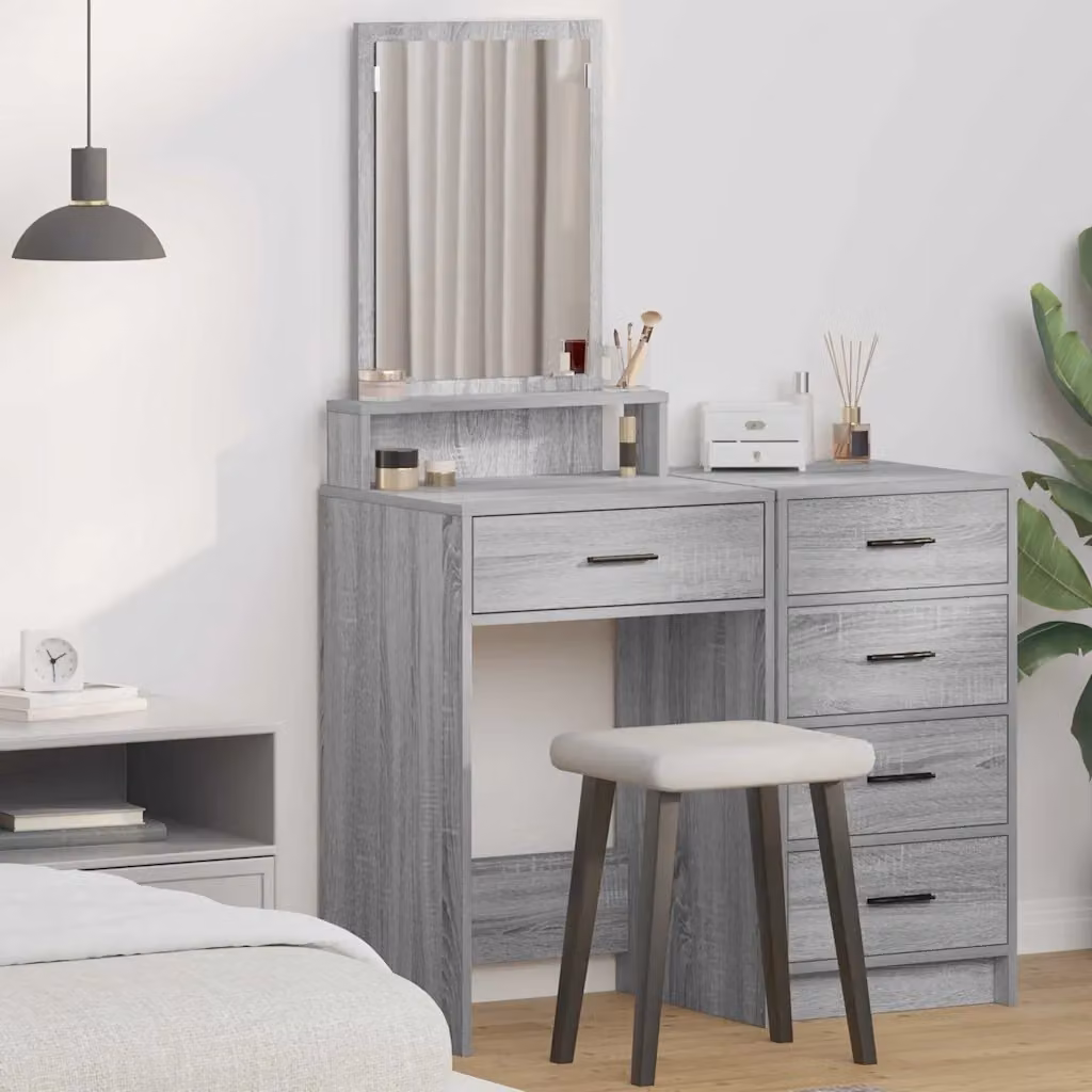 vidaXL Tavolo da Trucco Moderno Grigio L: 50 cm, P: 41 cm, H: 140 cm