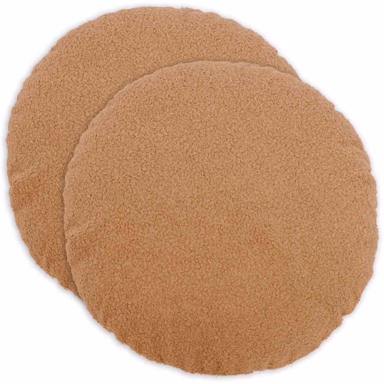 Set di 2 federe rotonde vidaXL HEERLEN in tessuto bouclé beige, Diametro: 60 cm