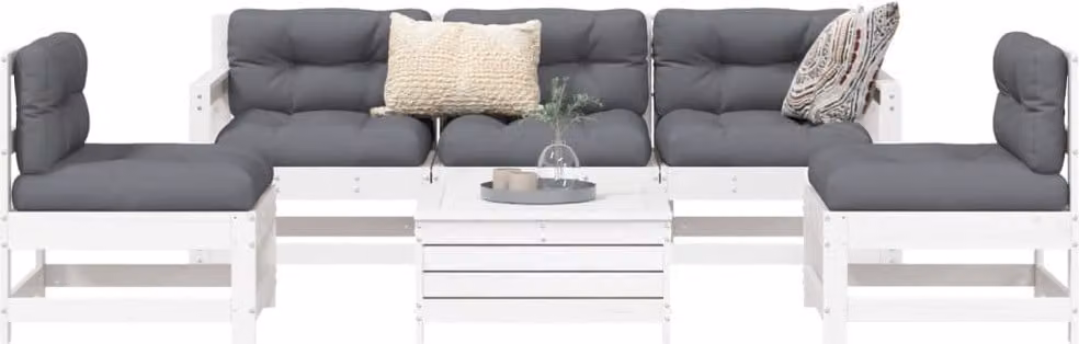 Maison Exclusive - Set Divani da Giardino 6 pz Bianco in Legno Massello di Pino