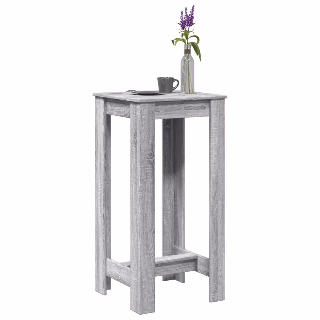 vidaXL Tavolo da Bar Moderno Grigio in Legno Multistrato L: 51 cm, P: 50 cm, H: 103,5 cm