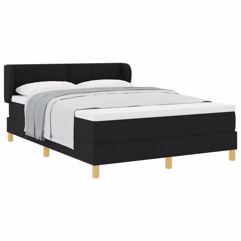 Letto a molle con testiera vidaXL in tessuto nero L: 140 cm, P: 190 cm – 2
